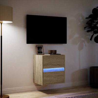 vidaXL Meuble TV mural avec lumières LED chêne sonoma 41x31x45 cm