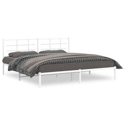 vidaXL Cadre de lit métal sans matelas et tête de lit blanc 200x200 cm