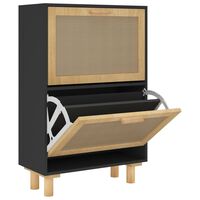 vidaXL Armoire à chaussures Noir 52x25x80 cm Bois d'ingénierie/rotin