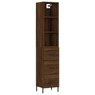 vidaXL Buffet haut Chêne marron 34,5x34x180 cm Bois d'ingénierie