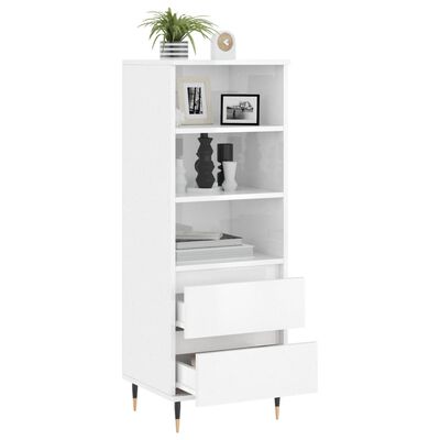 vidaXL Buffet haut Blanc brillant 40x36x110 cm Bois d'ingénierie