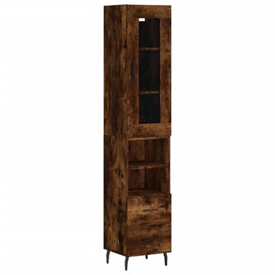 vidaXL Buffet haut Chêne fumé 34,5x34x180 cm Bois d'ingénierie