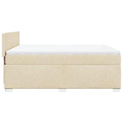 vidaXL Sommier à lattes de lit avec matelas Crème 160x200 cm Tissu