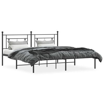 vidaXL Cadre de lit métal sans matelas avec tête de lit noir 183x213cm