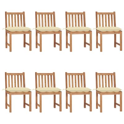 vidaXL Chaises de jardin 8 pcs avec coussins Bois de teck massif