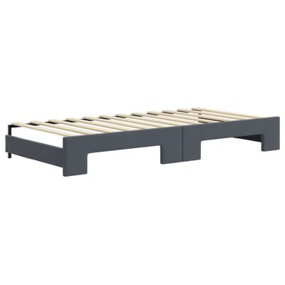 vidaXL Lit de jour avec gigogne et matelas gris foncé 90x200cm velours