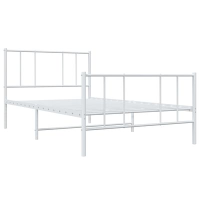 vidaXL Cadre de lit métal sans matelas et pied de lit blanc 107x203 cm