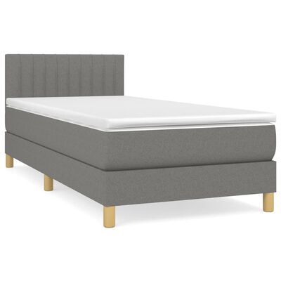 vidaXL Sommier à lattes de lit avec matelas Gris foncé 80x200 cm Tissu