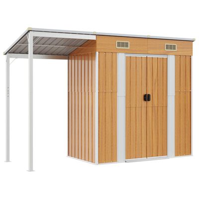 vidaXL Abri de jardin avec toit prolongé marron clair 277x110,5x181 cm