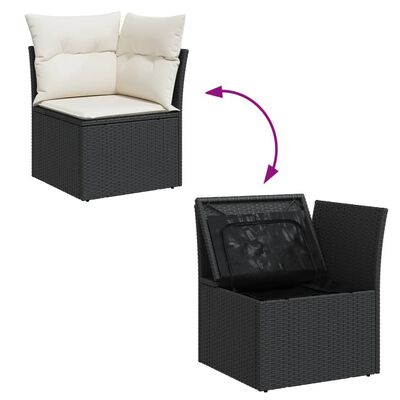 vidaXL Salon de jardin 10 pcs avec coussins noir résine tressée