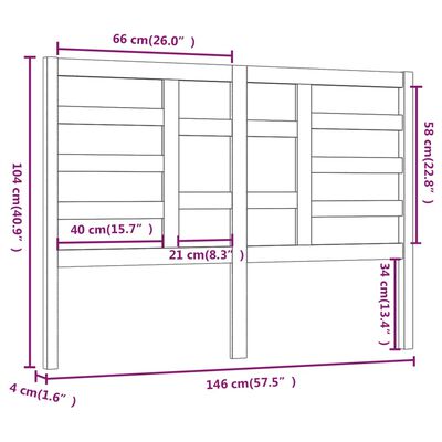 vidaXL Tête de lit Noir 146x4x104 cm Bois massif de pin