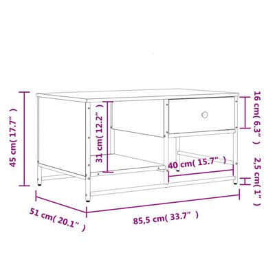 vidaXL Table basse noir 85,5x51x45 cm bois d'ingénierie