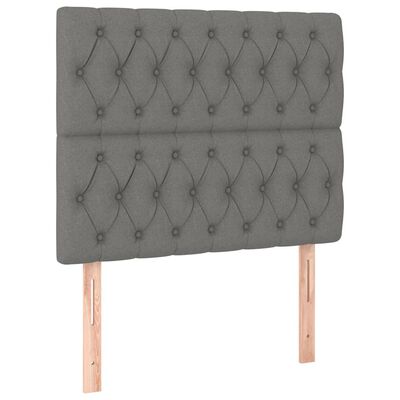 vidaXL Tête de lit à LED Gris foncé 100x7x118/128 cm Tissu