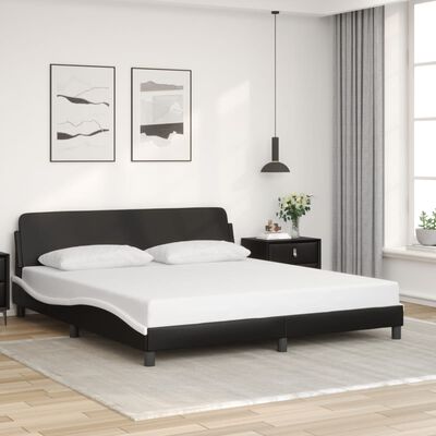 vidaXL Cadre de lit sans matelas noir et blanc 180x200 cm similicuir