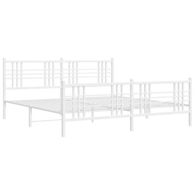 vidaXL Cadre de lit métal sans matelas et pied de lit blanc 193x203 cm