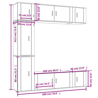 vidaXL Ensemble de meubles TV 7 pcs Blanc Bois d'ingénierie