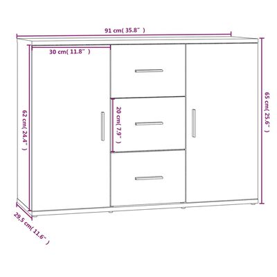 vidaXL Buffet Chêne fumé 91x29,5x65 cm Bois d'ingénierie