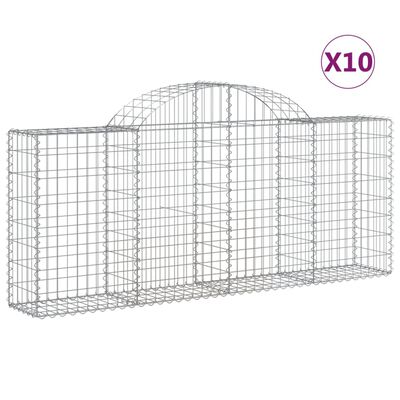 vidaXL Paniers à gabions arqués 10 pcs 200x30x80/100 cm Fer galvanisé