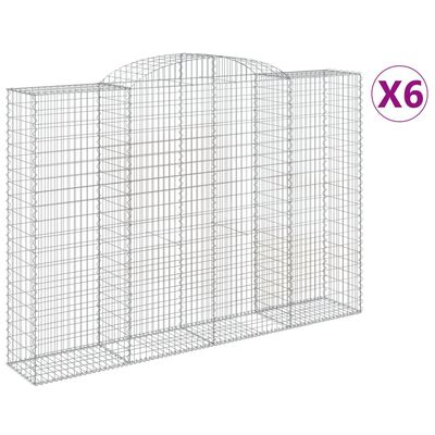 vidaXL Paniers à gabions arqués 6 pcs 300x50x200/220 cm fer galvanisé