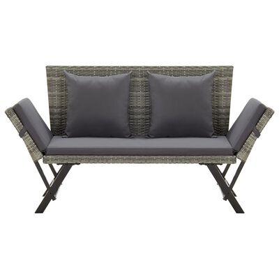 vidaXL Banc de jardin avec coussins 176 cm Gris Résine tressée