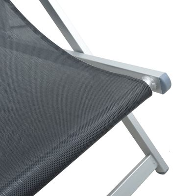 vidaXL Chaises de plage pliantes lot de 2 gris aluminium et textilène