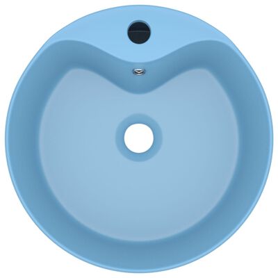 vidaXL Lavabo de luxe avec trop-plein Bleu clair mat 36x13cm Céramique