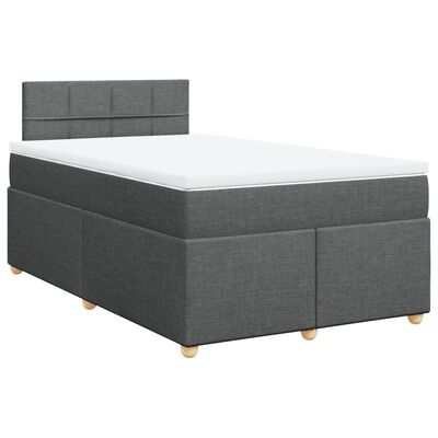 vidaXL Sommier à lattes de lit avec matelas gris foncé 120x190cm tissu