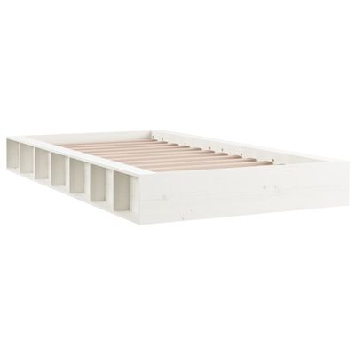 vidaXL Cadre de lit sans matelas blanc 135x190 cm bois massif