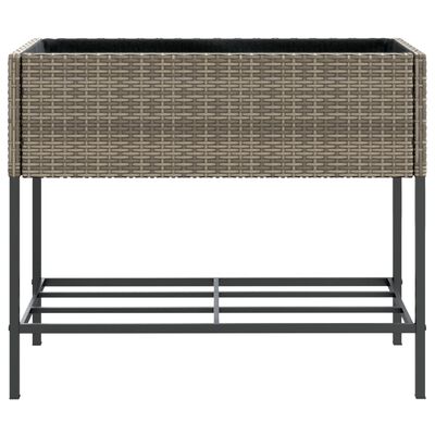 vidaXL Jardinières avec étagère 2 pcs gris 90x40x75 cm résine tressée