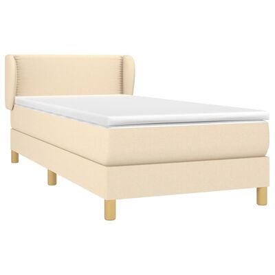 vidaXL Sommier à lattes de lit et matelas Crème 90x190 cm Tissu