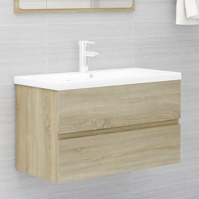 vidaXL Ensemble de meubles de bain chêne sonoma bois d'ingénierie