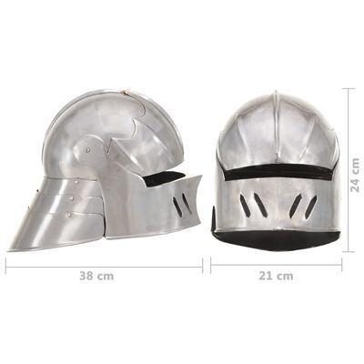 vidaXL Casque de chevalier médiéval antique pour GN Argenté Acier