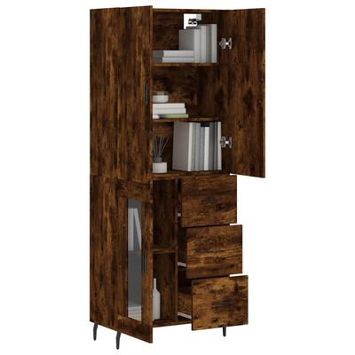 vidaXL Buffet haut Chêne fumé 69,5x34x180 cm Bois d'ingénierie