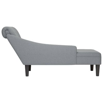 vidaXL Fauteuil long avec coussin et accoudoir droit gris clair tissu