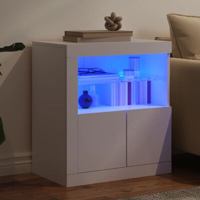 vidaXL Buffet avec lumières LED blanc 60,5x37x67 cm