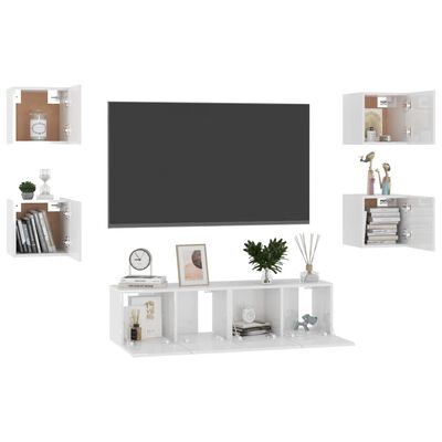 vidaXL Ensemble de meubles TV 6 pcs Blanc brillant Bois d'ingénierie