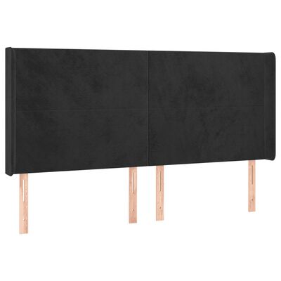 vidaXL Tête de lit à LED Noir 203x16x118/128 cm Velours