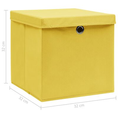Boîtes de rangement avec couvercle 4 pcs Noir 32x32x32 cm Tissu vidaXL