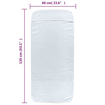 vidaXL Serviettes de plage 2 pcs blanc 60x135 cm tissu 400 GSM