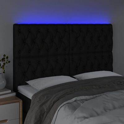 vidaXL Tête de lit à LED Noir 160x7x118/128 cm Tissu