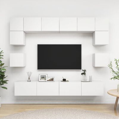 vidaXL Ensemble de meubles TV 8 pcs Blanc Bois d'ingénierie