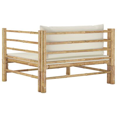 vidaXL Canapé de jardin avec coussins blanc crème Bambou