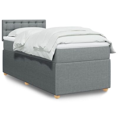 vidaXL Sommier à lattes de lit avec matelas Gris clair 90x200 cm Tissu