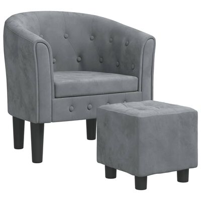 vidaXL Fauteuil avec repose-pied gris foncé velours