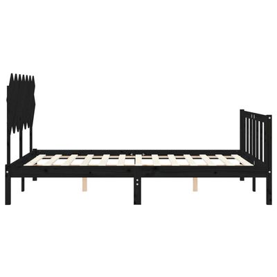 vidaXL Cadre de lit avec tête de lit noir 140x190 cm bois massif