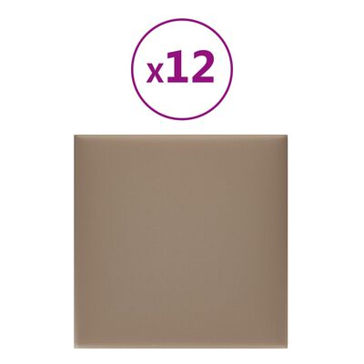 vidaXL Panneaux muraux 12 pcs Cappuccino 30x30 cm Similicuir 1,08 m²