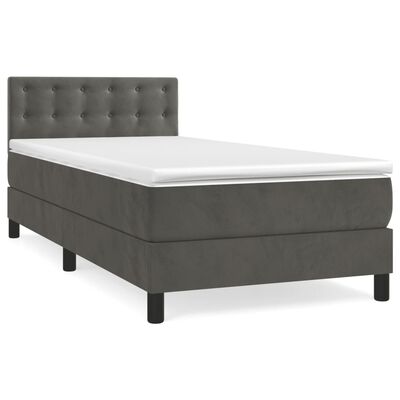 vidaXL Sommier à lattes de lit et matelas Gris foncé 80x200 cm Velours