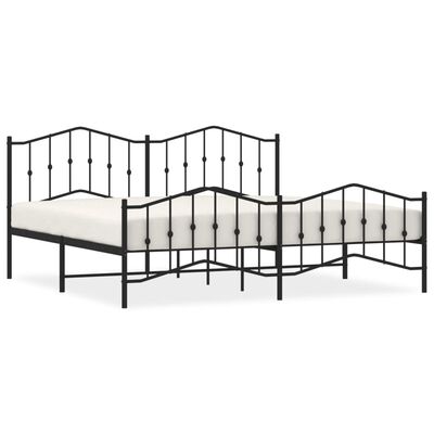 vidaXL Cadre de lit métal sans matelas avec pied de lit noir 200x200cm