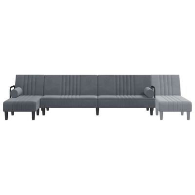 vidaXL Canapé-lit en forme de L gris 260x140x70 cm velours