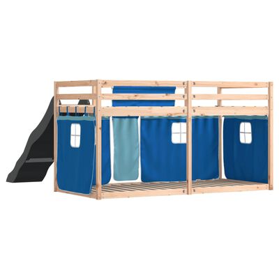 vidaXL Lit superposé sans matelas avec toboggan et rideaux 90x200 cm